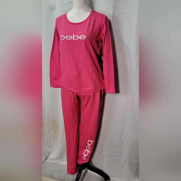 Bebe Women's NWT Fuchsia Pink 2pc Lightweight Pajama Top & Pants Set Size Medium - Picture 7 of 14